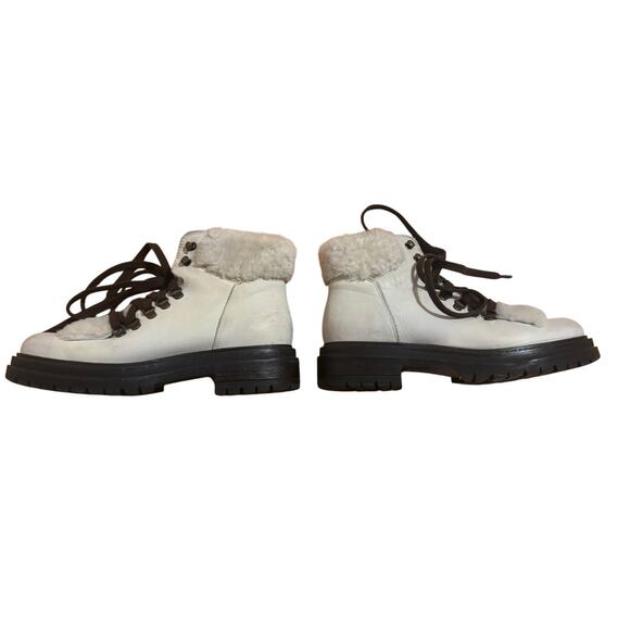 Kurt Geiger London White/Cream Fur Brown Laces Booties - Size 40 EU ~ Women’s 9 - Picture 3 of 11